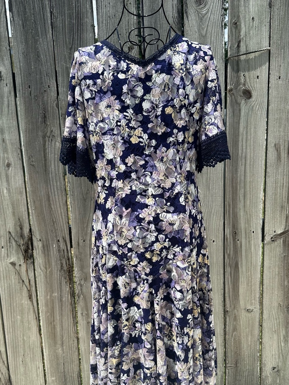 NWT Rabbit Rabbit Rabbit Navy Floral Lace-Trim Dress - Picture 2 of 6